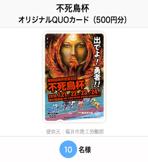 不死鳥杯 (GIII)オリジナルQUOカード(500円分) 提供元:福井市商工労働部 10名様