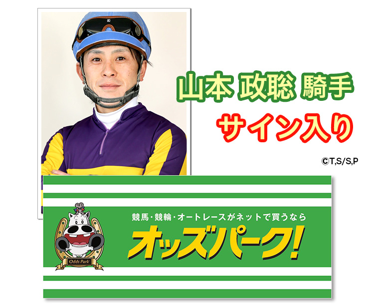 山本政聡騎手サイン入りオッズパークオリジナルマキバオーフェイスタオル
