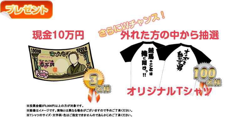 現金10万円 Tシャツ100名