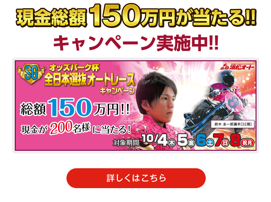 現金総額150万円が当たる！　キャンペーン実施中！！