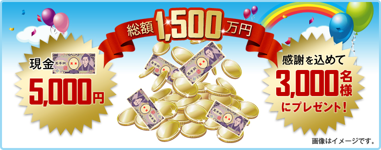 z1,500~@5,000~@ӂ߂3,000lɃv[gI@摜̓C[WłB
