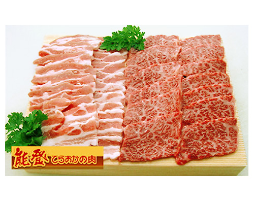 わさびで食べる能登牛・能登豚焼肉セット