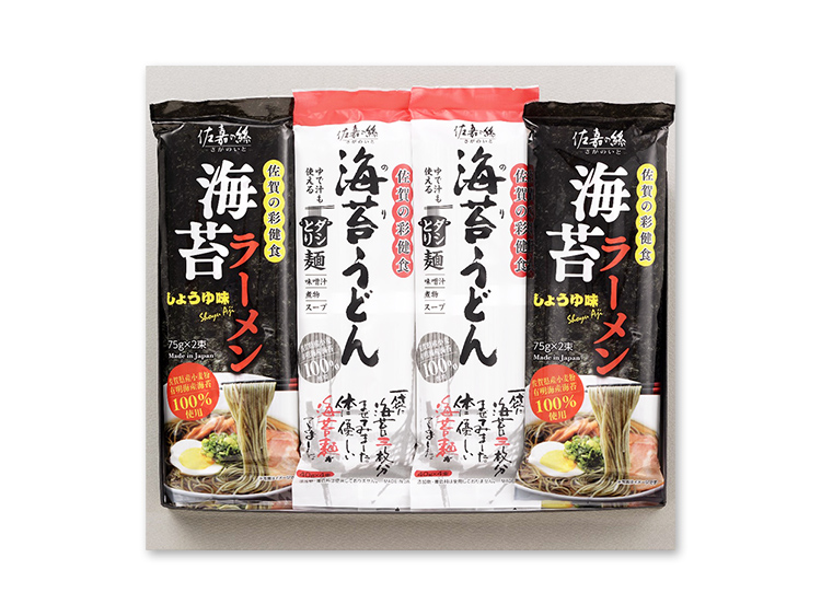 海苔しょうゆ味ラーメンと海苔うどん詰合せ