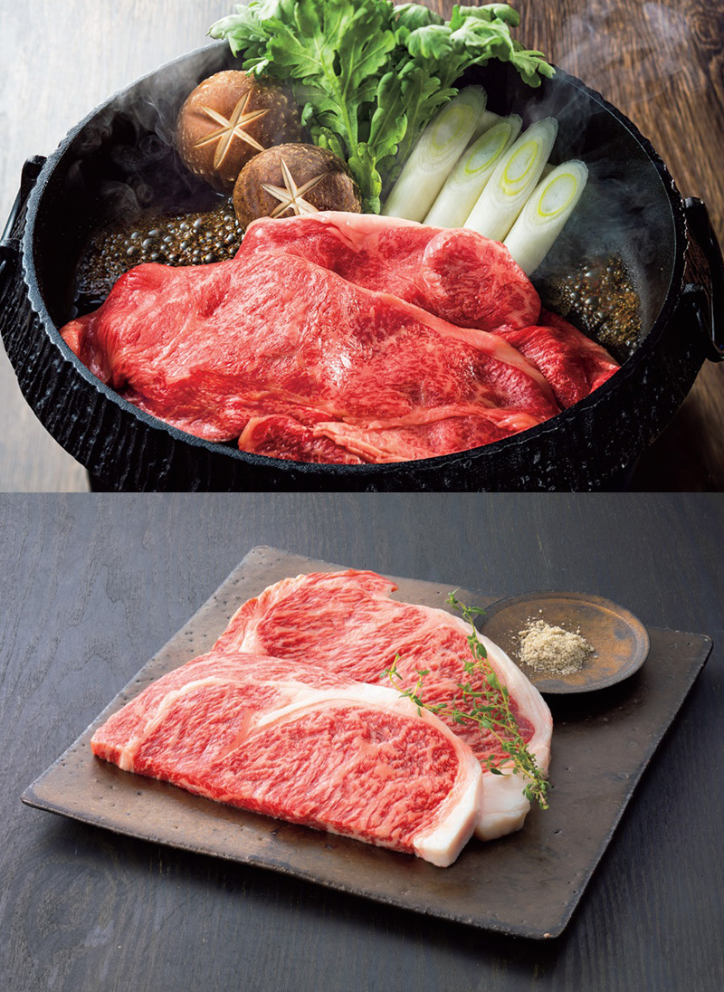 「松阪牛すき焼用・神戸牛ステーキ用セット」