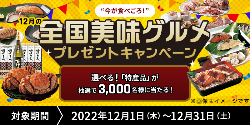 ggHׂIh12̑SOv[gLy[@Ώۊԁ@2022N121i؁j`1231iyj@IׂI{S̓Yi3,000lɓI
