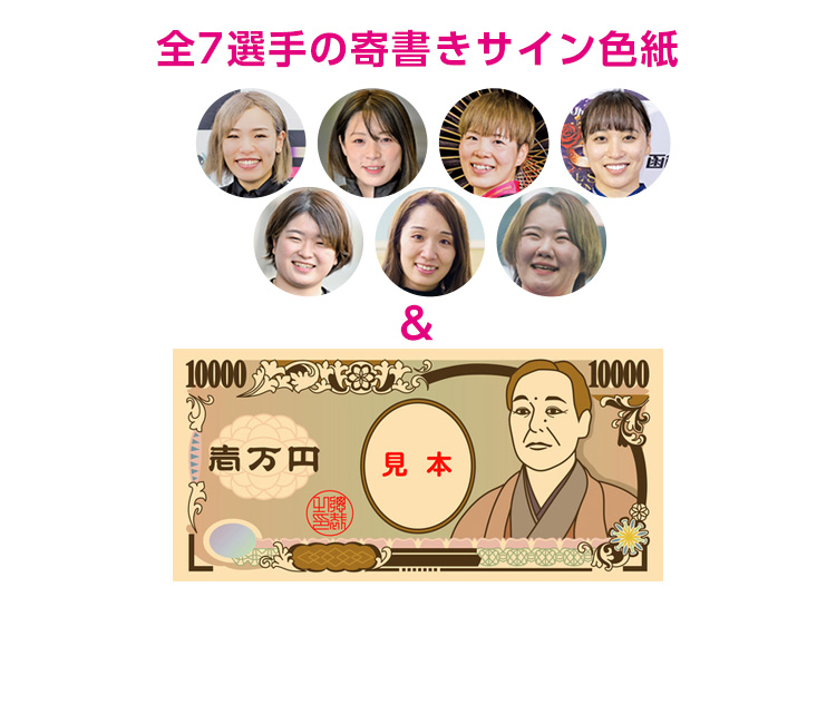 全7選手の寄書きサイン色紙&現金1万円セット