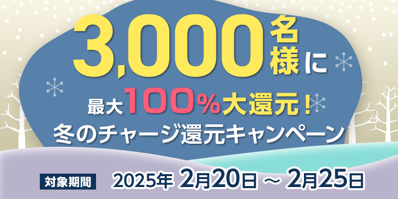 3,000lɍő100ҌI~̃`[WҌLy[@Ώۊԁ@2025N220i؁j`225i΁j
